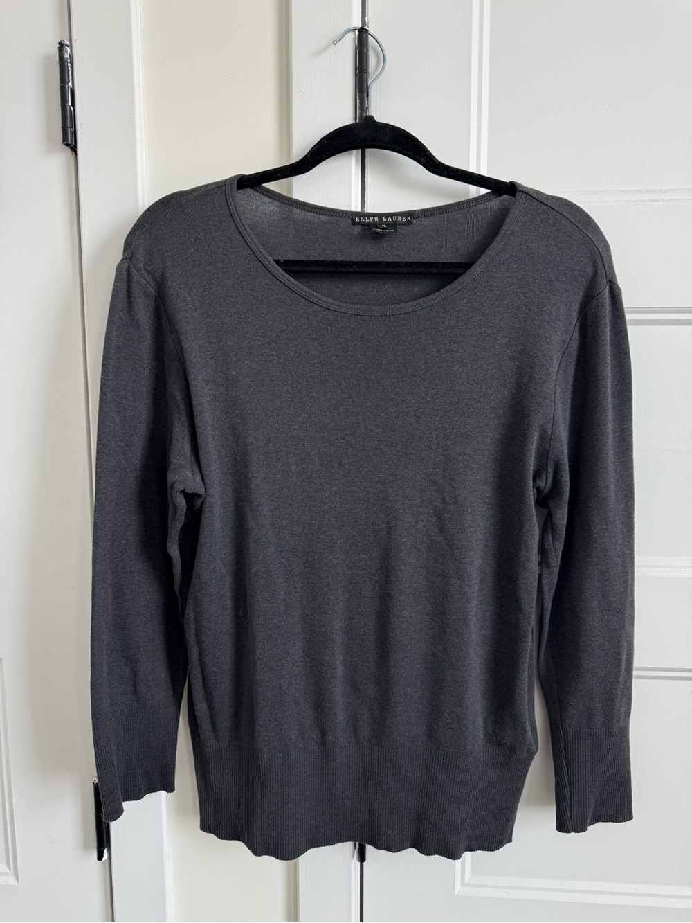 Ralph Lauren Black Label Long Sleeve Scoop Neck Sweater with Ribbed Cuffs & Hem